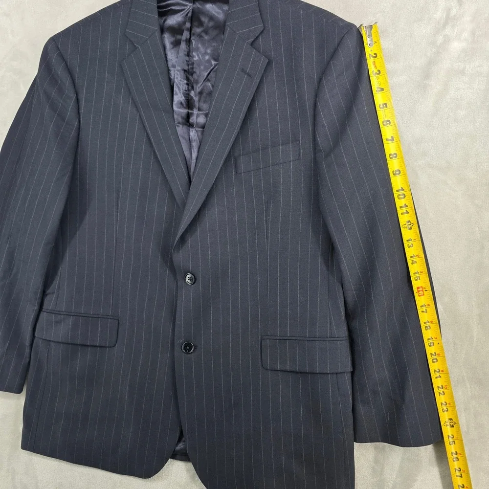 Brooks‎ Brothers 346 Mens 45R Navy Blue Pinstripe Stretch Wool Blend Blazer